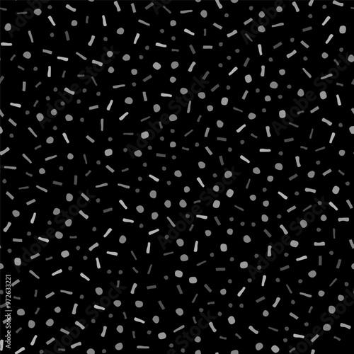 White Random Spot Confetti. Seamless Vector Dot. Small Pattern Cute Flying. Abstract Graphic Blob. Carnaval Art Dot Concept. Retro Shape Background. Black Drop Curve Dot. Gray Vector Christmas Paint