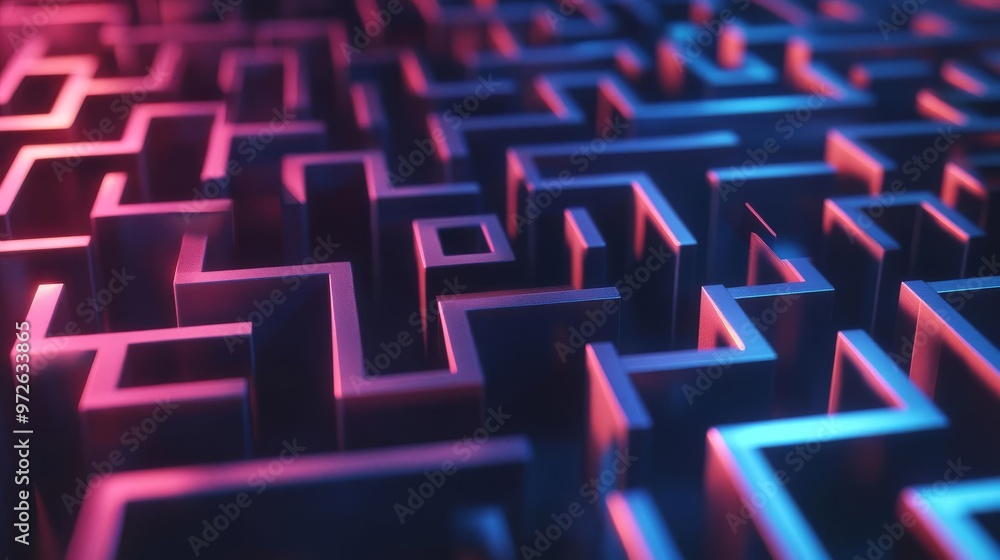 A maze with different paths leading to success, symbolizing challenges, uncertainty, complex problems, and VUCA in business A maze with different paths leading to success, symbolizing challenges, uncertainty, complex problems, and VUCA in business