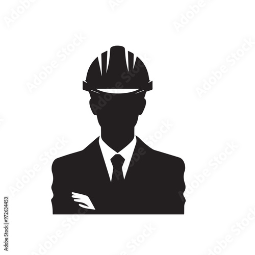 Engineer silhouette. Engineer vector design. Engineer logo, icon design.