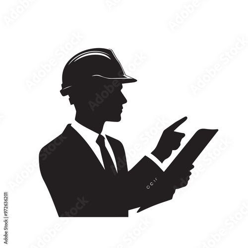 Engineer silhouette. Engineer vector design. Engineer logo, icon design.