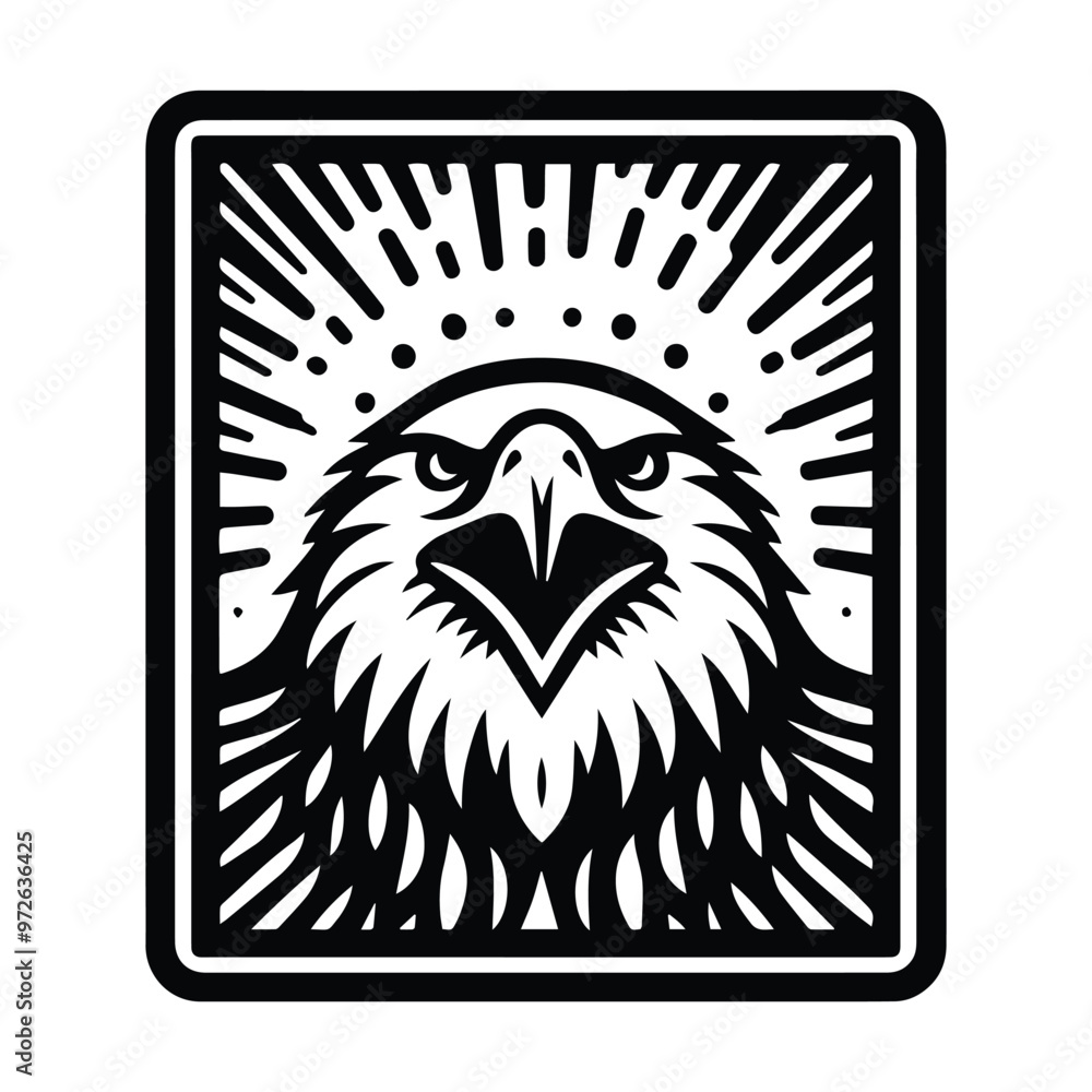 Eagle bird in Tarot card black and white silhouette illustration Eagle bird in Tarot card black and white silhouette illustration