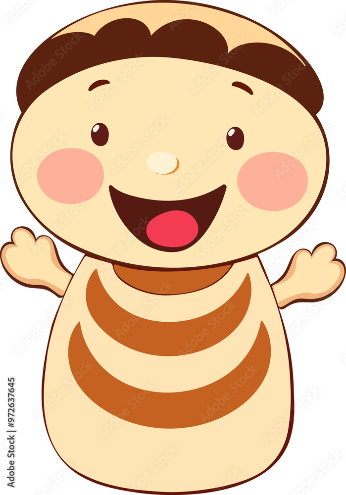 Fototapeta premium Cute kawaii bread. Bakery food cartoon character. Simple form. Vector drawing.