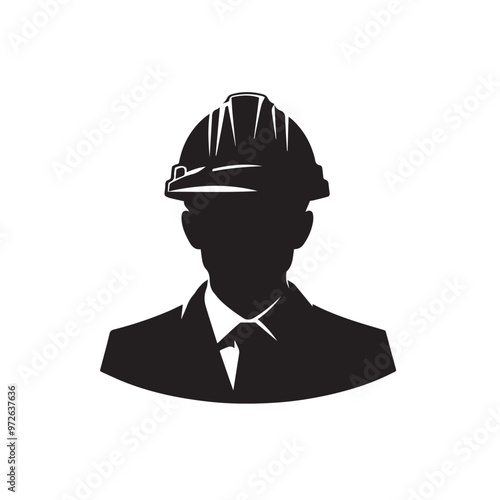 Engineer silhouette. Engineer vector design. Engineer logo, icon design.