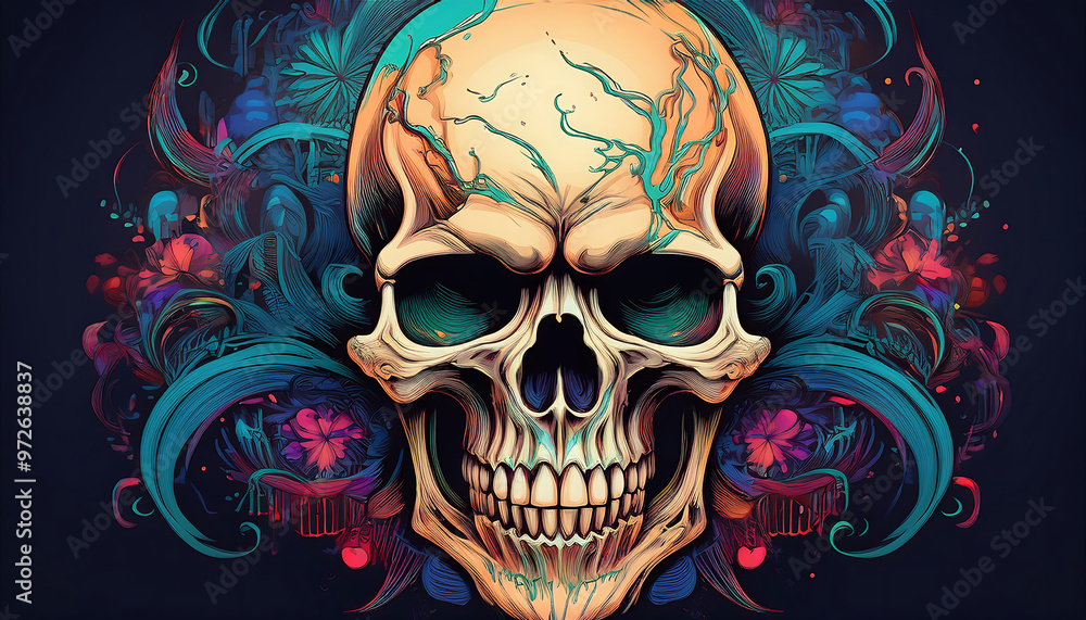 Vector art of a skull head, ideal for Halloween or gothic-themed artwork._1(858) Vector art of a skull head, ideal for Halloween or gothic-themed artwork._1(858)