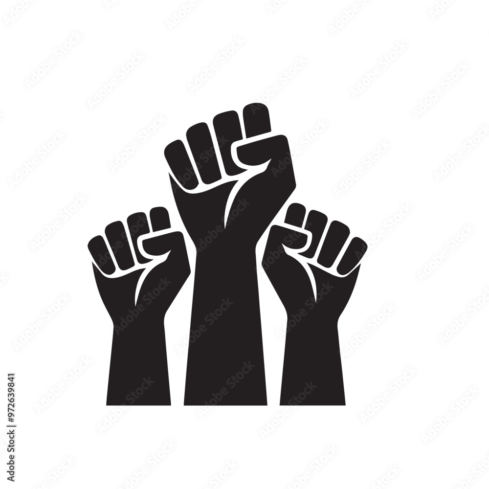 Obraz premium Vector design of fist hand. Fist hand silhouette. Fist hand logo, icon, sign.