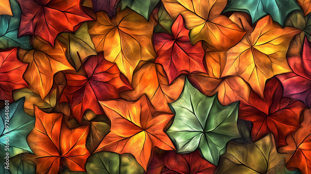 Stained-glass autumn leaves background wallpaper Stained-glass autumn leaves background wallpaper