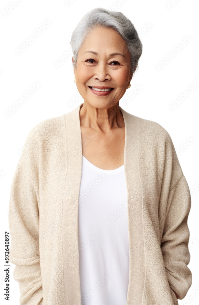 PNG Cream cardigan mockup portrait sweater smile. PNG Cream cardigan mockup portrait sweater smile.