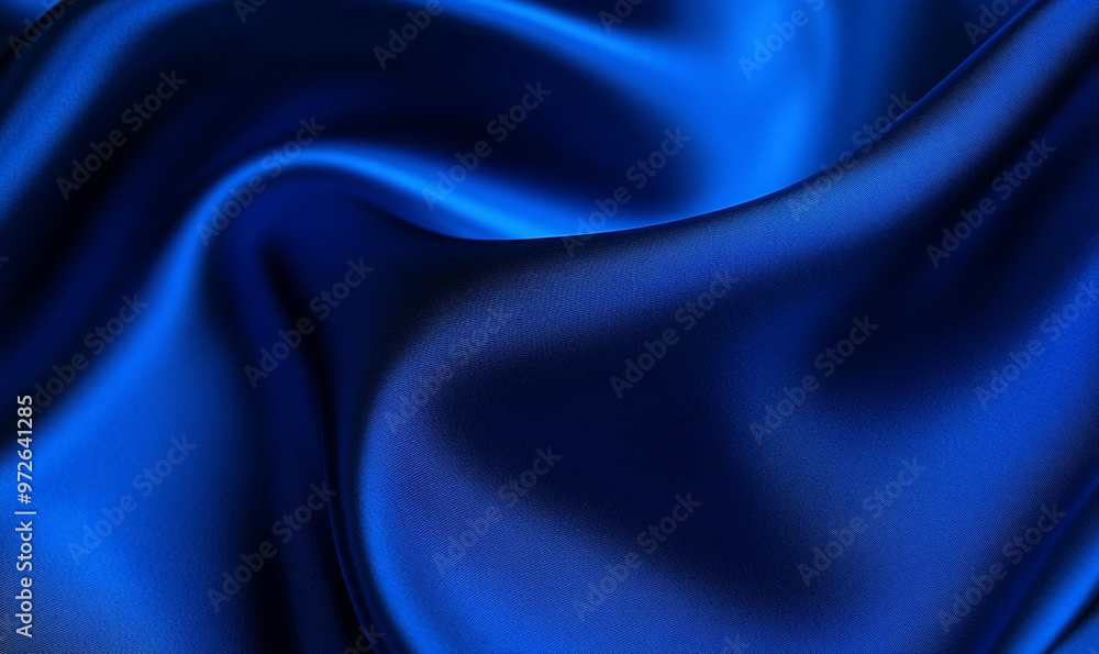 Dark royal blue satin fabric with elegant folds and silky texture. Luxurious textile concept for interior and fashion design. For banner, wallpaper, and greeting card with copy space Dark royal blue satin fabric with elegant folds and silky texture. Luxurious textile concept for interior and fashion design. For banner, wallpaper, and greeting card with copy space