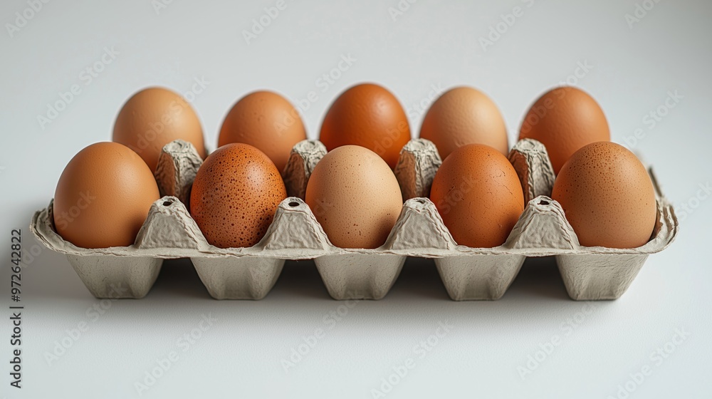 Fresh brown eggs arranged in a carton, perfect for culinary and food-related projects showcasing natural ingredients. Fresh brown eggs arranged in a carton, perfect for culinary and food-related projects showcasing natural ingredients.