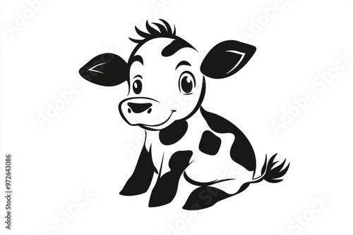 A Vector stylized logo of baby cow , isolated on white background