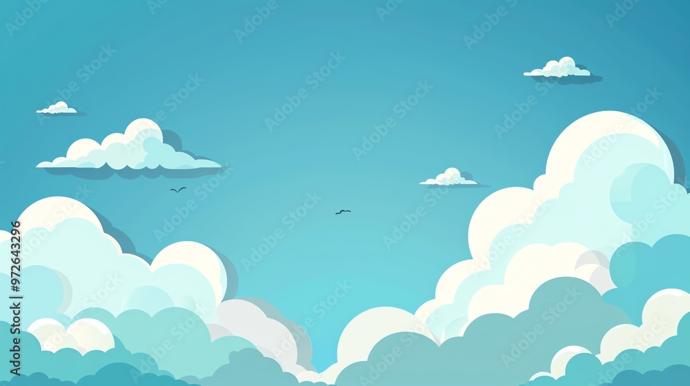 Cloud, in a clear sky, flat design illustration Cloud, in a clear sky, flat design illustration