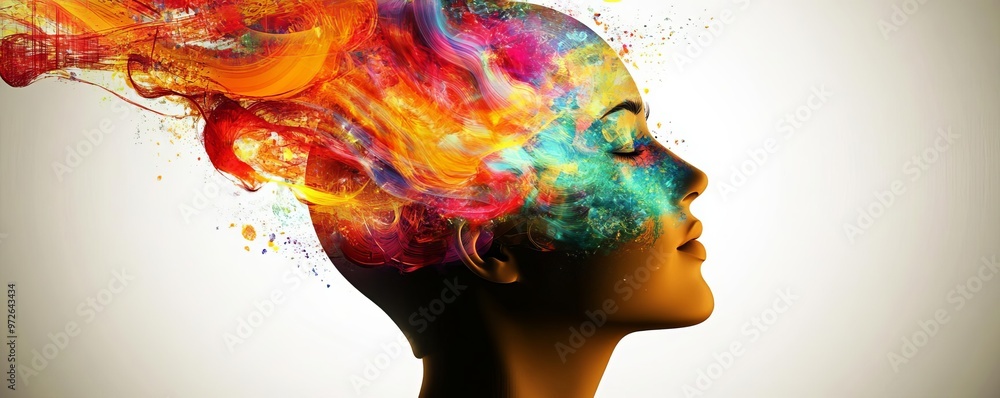 © CattaC - Human head filled with colorful swirling ideas, symbols of innovation, idea generation, creative thinking. © CattaC - Human head filled with colorful swirling ideas, symbols of innovation, idea generation, creative thinking.