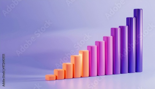 Colorful bar graph showing growth and progress on a gradient background. Ideal for business, finance, and data visualization concepts. photo