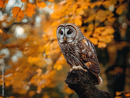owl isolated on autumn background