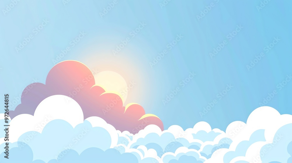 Cloud, in a clear sky, flat design illustration Cloud, in a clear sky, flat design illustration