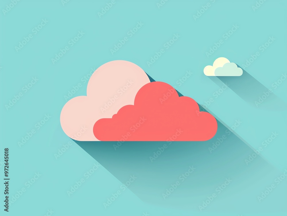 Cloud, in a blue sky, flat design illustration Cloud, in a blue sky, flat design illustration