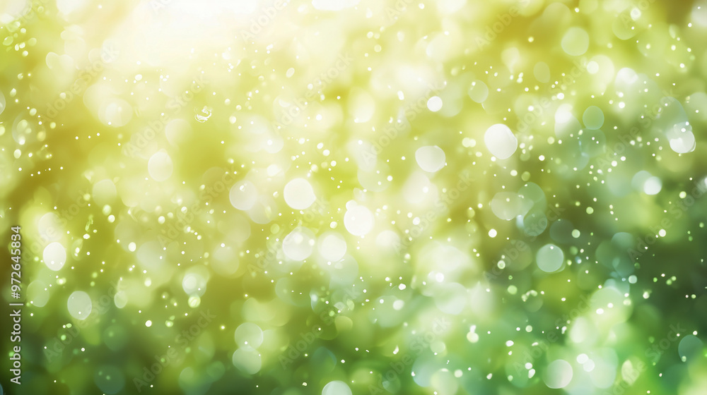 Natural scene of green leaves catching the morning sunlight, with a soft-focus bokeh background in bright tones Natural scene of green leaves catching the morning sunlight, with a soft-focus bokeh background in bright tones