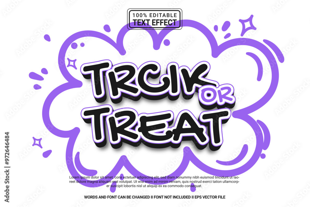 Editable text effect Trick or Treat 3d cartoon template style modern premium vector Editable text effect Trick or Treat 3d cartoon template style modern premium vector