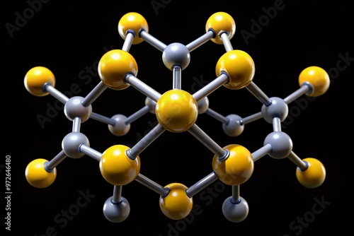 Molecular model of carbon disulfide (CS2) highlighting its linear, symmetric structure, illustrating its nonpolar photo