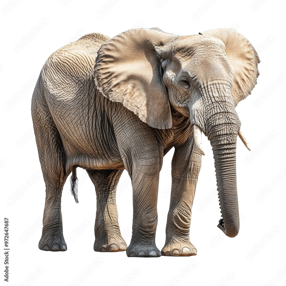 Fototapeta premium big elephant standing isolated on white