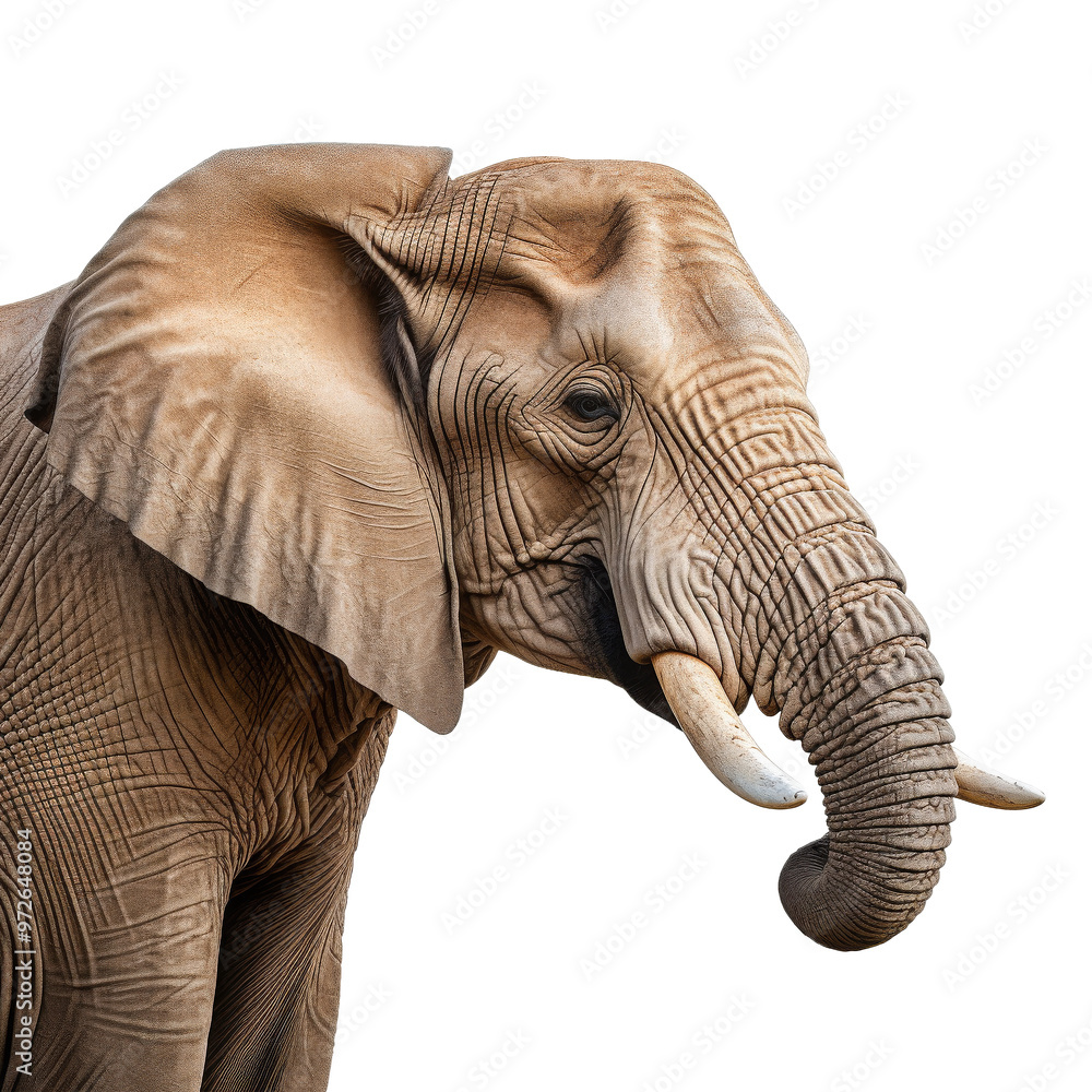 Obraz premium big elephant looking isolated on white