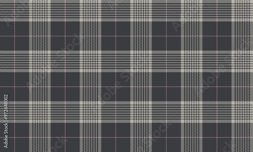 Plaid fabric pattern, black, white, seamless for textile and design clothes skirt pants apron tablecloth blanket or decoration. Vector illustration.