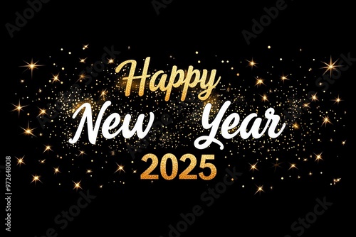 Festive celebration of New Year 2025 with sparkle and joy, New Year Illustration, New Year Artwork