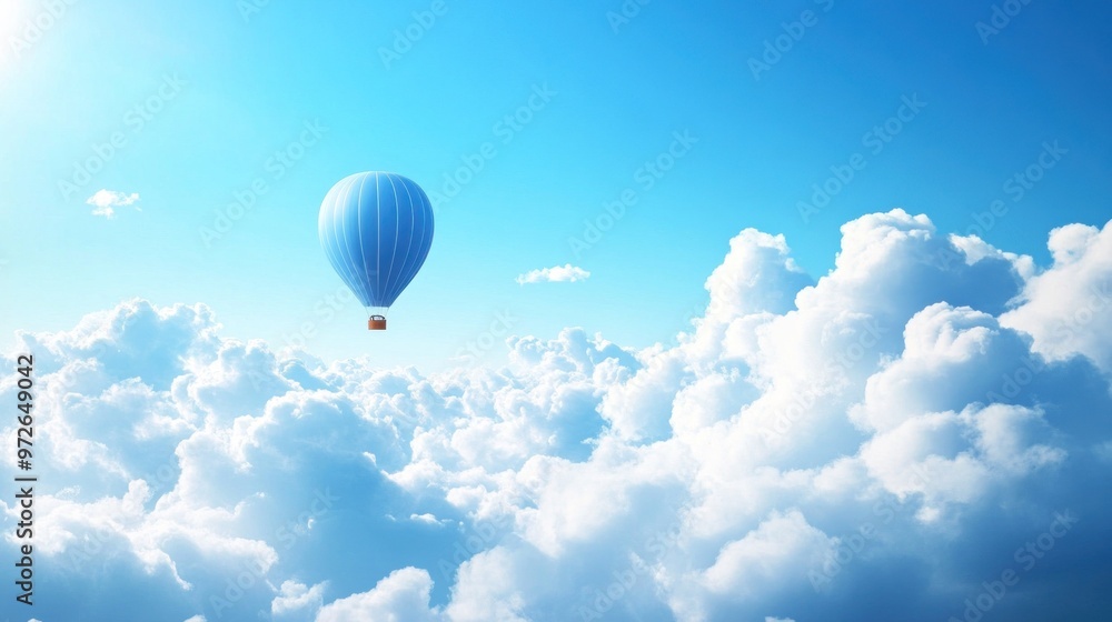 Blue Hot Air Balloon Soaring Above the Clouds Blue Hot Air Balloon Soaring Above the Clouds