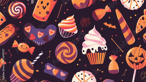 A Flat Vector Illustration of a Collection of Halloween Icons