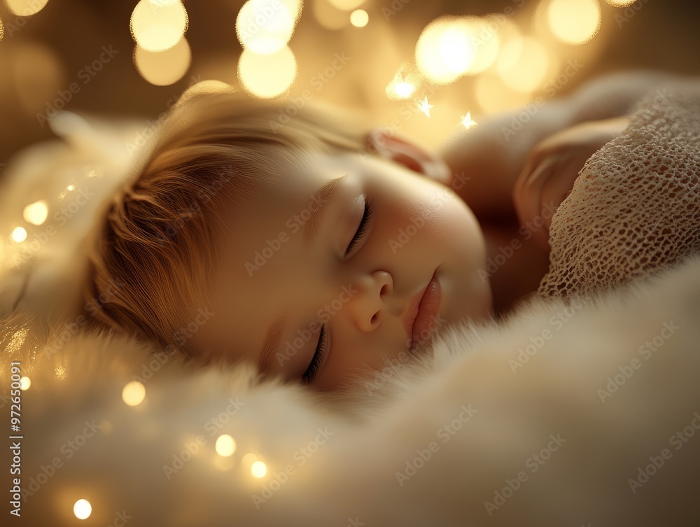 Sleeping Baby with Fairy Lights - A Moment of Pure Innocence Sleeping Baby with Fairy Lights - A Moment of Pure Innocence