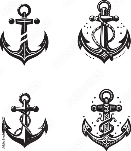 silhouette of clean vector Anchor isolated on white background

 