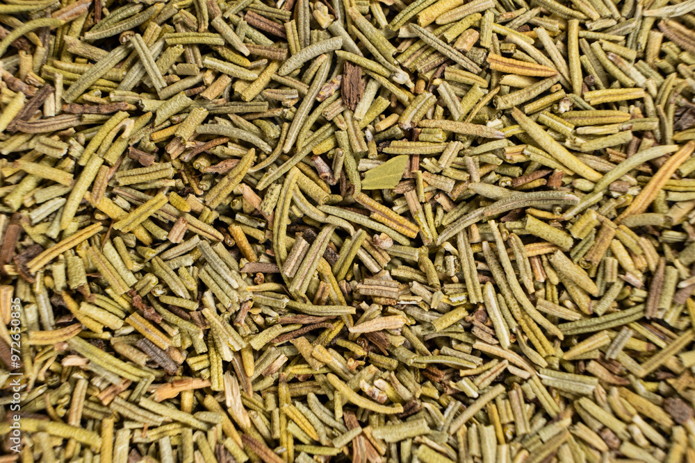 Background macro dried rosemary leaves top view, seasoning texture. Background macro dried rosemary leaves top view, seasoning texture.