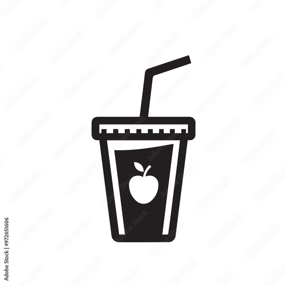 Juice cup silhouette. Fruits juice cup vector design. Smoothie cup logo, icon design black and white. Juice cup silhouette. Fruits juice cup vector design. Smoothie cup logo, icon design black and white.