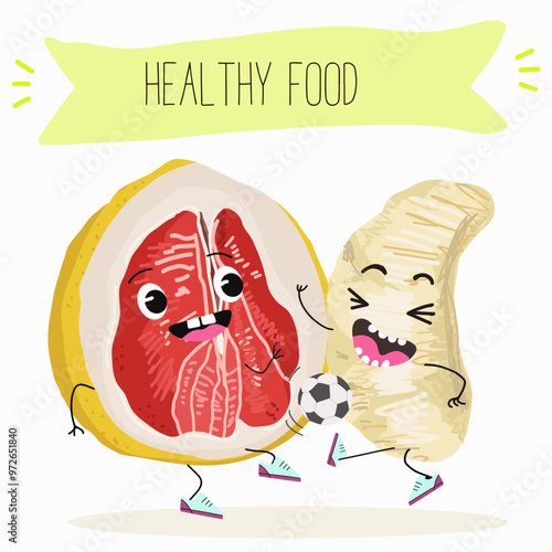 Pomelo fruit, tropical exotic citrus, vector isolated food icon, funny character. Pummelo or shaddock fruits , tropic farm juicy exotic fruits harvest, sweet fruity dessert. Hand drawn vector.