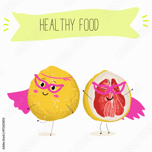 Pomelo fruit, tropical exotic citrus, vector isolated food icon, funny character. Pummelo or shaddock fruits , tropic farm juicy exotic fruits harvest, sweet fruity dessert. Hand drawn vector.