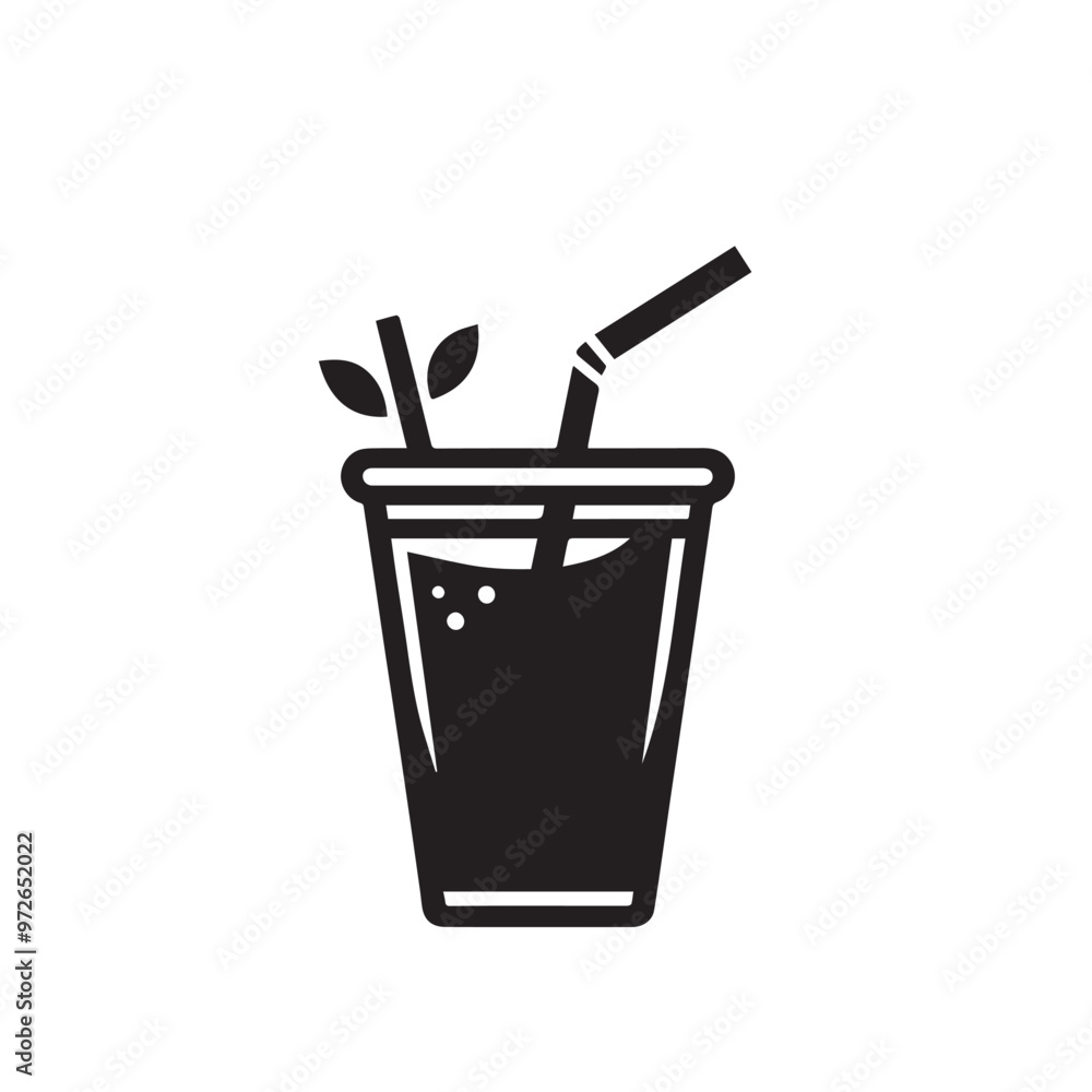 Juice cup silhouette. Fruits juice cup vector design. Smoothie cup logo, icon design black and white. Juice cup silhouette. Fruits juice cup vector design. Smoothie cup logo, icon design black and white.