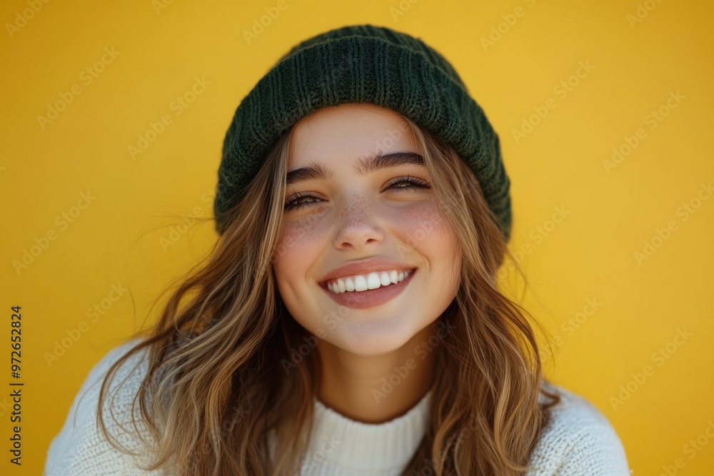 Woman Wearing Hat and Smiling, Generative AI. Woman Wearing Hat and Smiling, Generative AI.