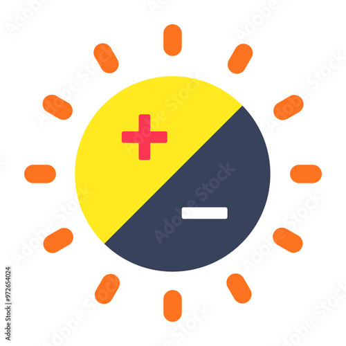 A flat design icon of brightness control 
