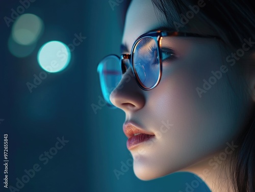 Contemplative Portrait of Woman in Glasses