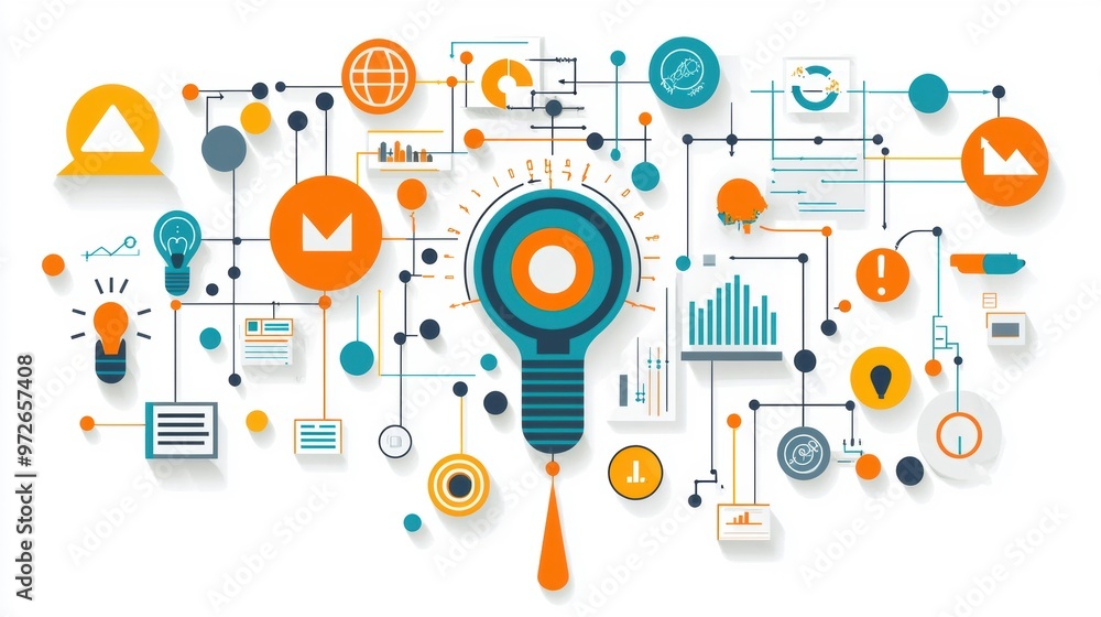Business plan with a vision statement and financial projections, strategic goals concept Business plan with a vision statement and financial projections, strategic goals concept