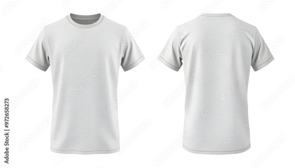 Blank white t-shirt template, front and back view isolated on transparent background. Blank white t-shirt template, front and back view isolated on transparent background.