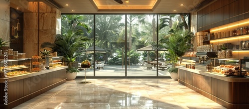 Modern Bakery Interior with Tropical View