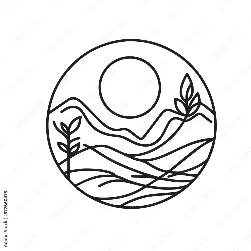 Mountain silhouette with tree. Mountain logo, icon vector design. Mountain silhouette with tree. Mountain logo, icon vector design.