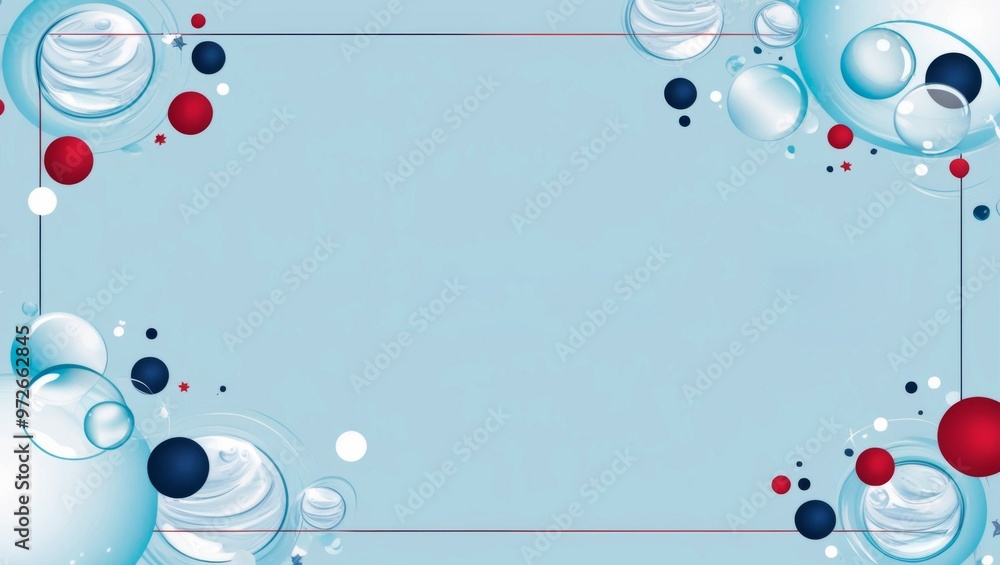 Fototapeta premium An abstract blue background with dynamic bubbles and circles