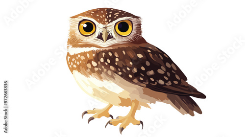 Tiny Owl Species Known for Its Round Expression isolated on white background
