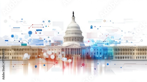 A symbolic depiction of the U.S. electoral college system colorful graphics and charts explaining its complexity