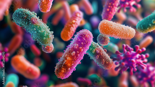 Microscopic View of Bacterial Cells in Detailed Magnification