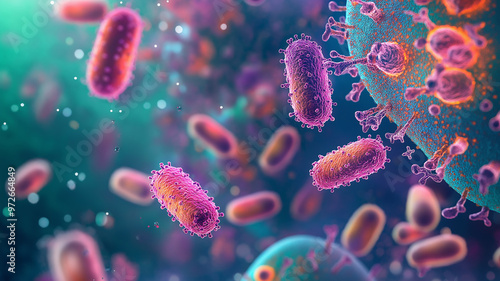 Microscopic View of Bacterial Cells in Detailed Magnification