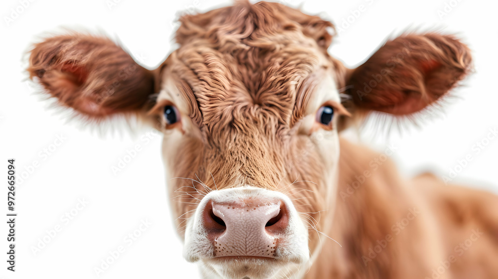 Young Smiling Cow White Background. Young Smiling Cow White Background.