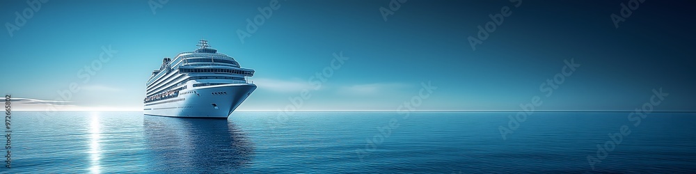 Luxury Cruise Adventure on Serene Blue Ocean Horizon, print for travel contents Luxury Cruise Adventure on Serene Blue Ocean Horizon, print for travel contents